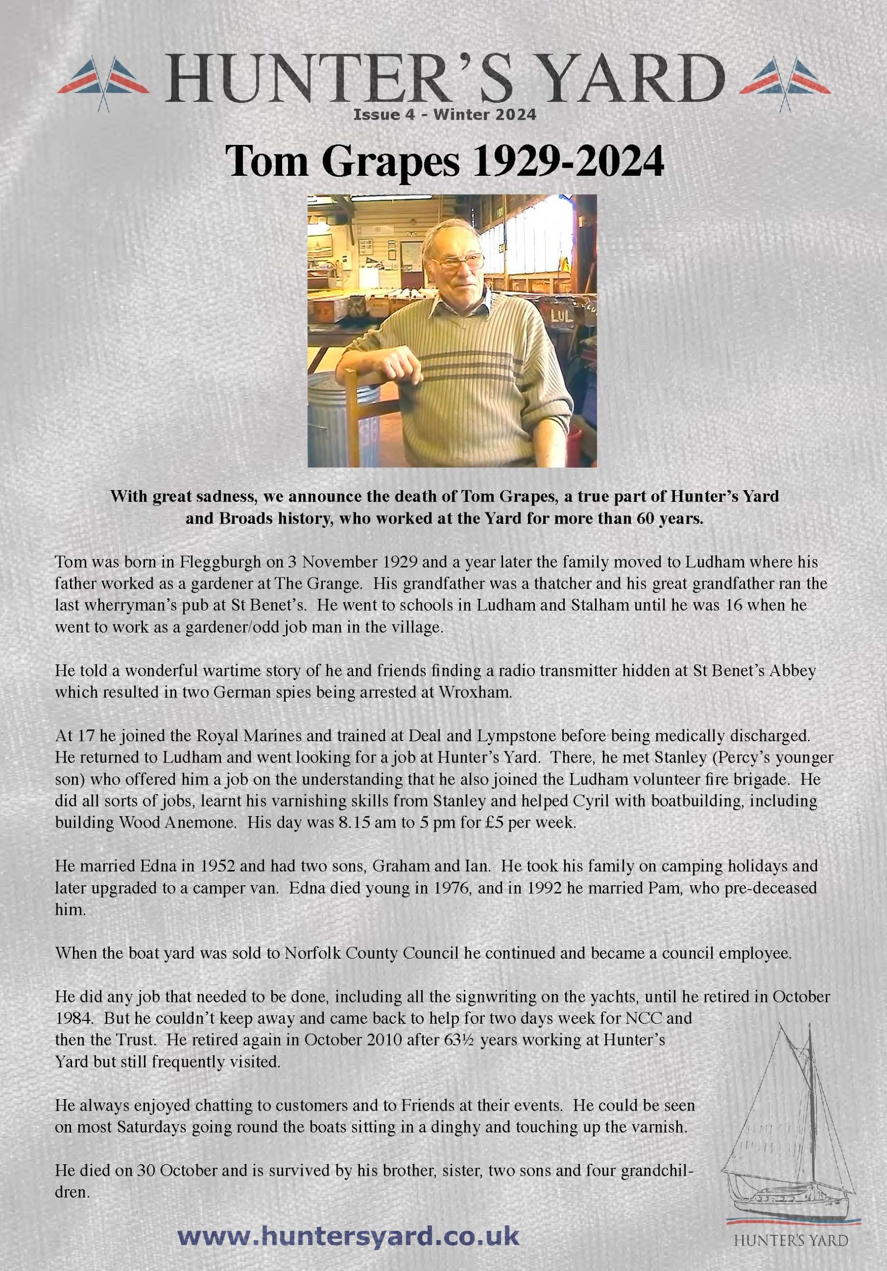 Hunter's Yard newsletter Winter 2024 Issue 4